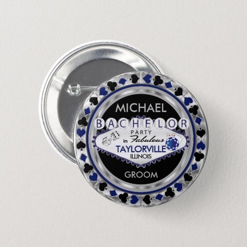 Bachelor Party Poker Chips  _ Dark Blue Button