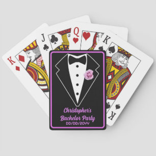 Bachelor Party Poker Night Black Tux Lavender  Cards