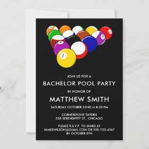Bachelor Party Pool Ball Billards Invitation