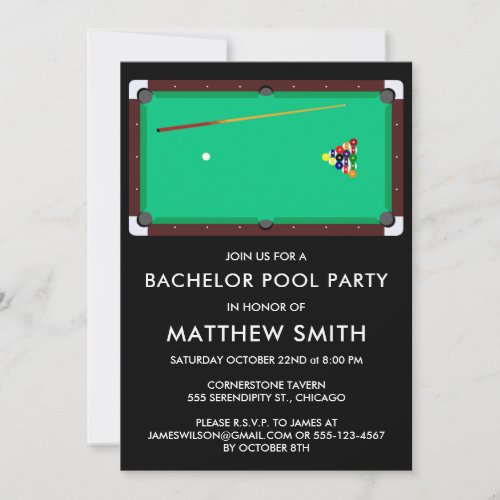 Bachelor Party Pool Billards Invitation