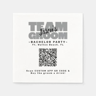Bachelor Party QR Code Buy Drink Team Groom Brews Napkins