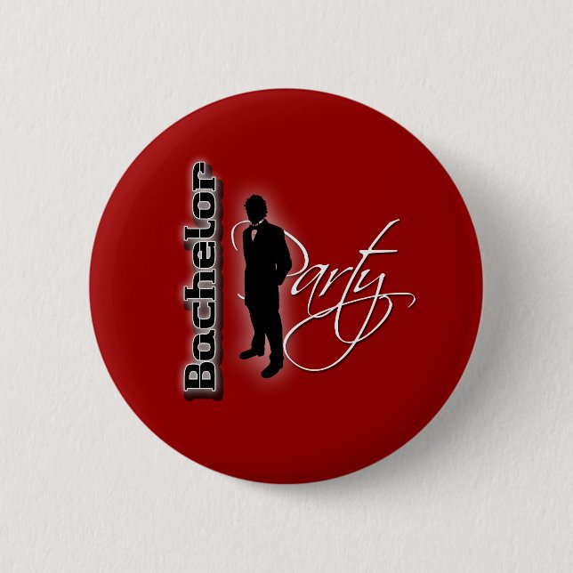Bachelor party  red groom customizable badges pinback button (Front)