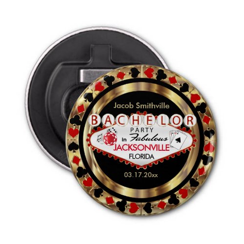 Bachelor Party Red Poker Chips  Bottle Opener