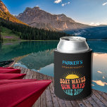 Bachelor Party Retro Sun Black  Can Cooler<br><div class="desc">Bachelor Party Retro Sun Black Can Cooler Personalized Can Coolers are the perfect keepsakes for your friends to remember your special day. Cheers to a fun and memorable bachelor party! Add your custom wording to this design by using the "Edit this design template" boxes on the right hand side of...</div>