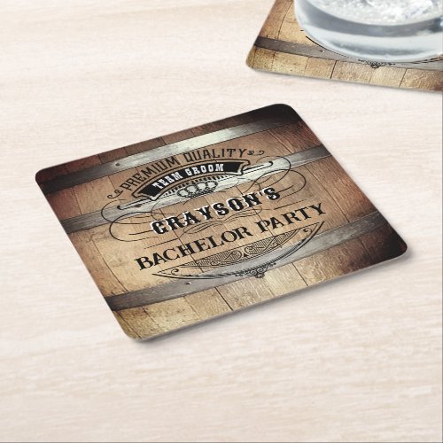 Bachelor Party Rustic Square Paper Coaster