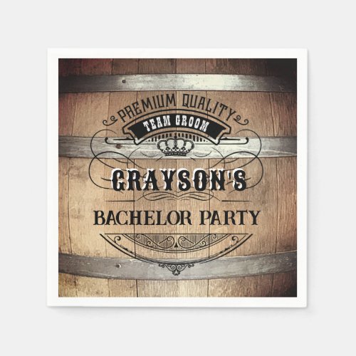 Bachelor Party Rustic Whiskey Barrel Napkins