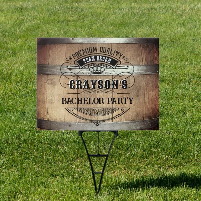 Bachelor Party Rustic Whiskey Barrel Sign (Insitu)