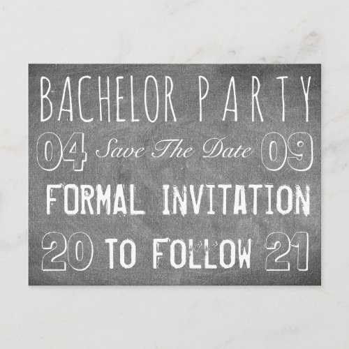 Bachelor Party Save The Date Chalkboard Style Announcement Postcard