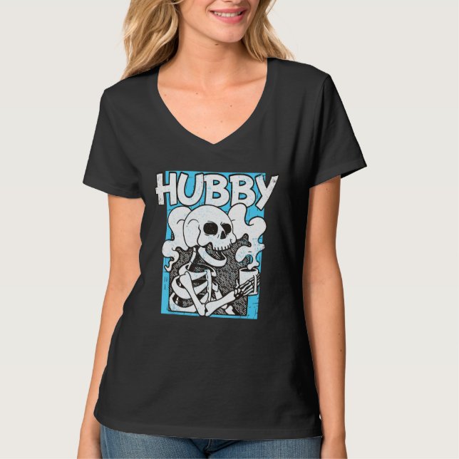 Bachelor Party Skeleton Drinking Coffee New Husban T-Shirt (Front)