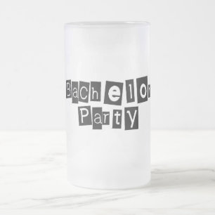 Bachelor Party (Sq Blk) Frosted Glass Beer Mug