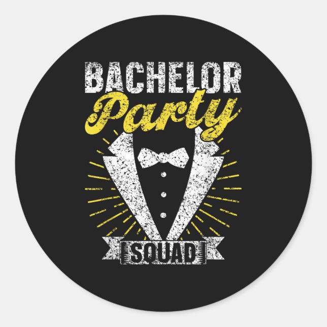 Bachelor Party Squad Groom Team Bride Bachelor  Classic Round Sticker (Front)