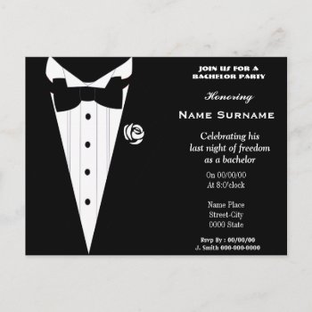 Bachelor Party Stag Party Groom Shower.... Invitation Postcard by Boopoobeedoogift at Zazzle