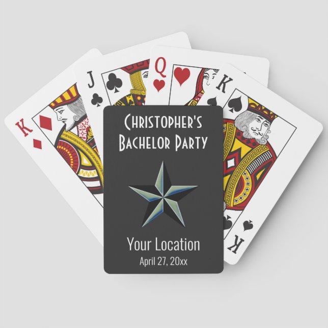 Bachelor Party Star Wedding Favor Poker Cards (Back)
