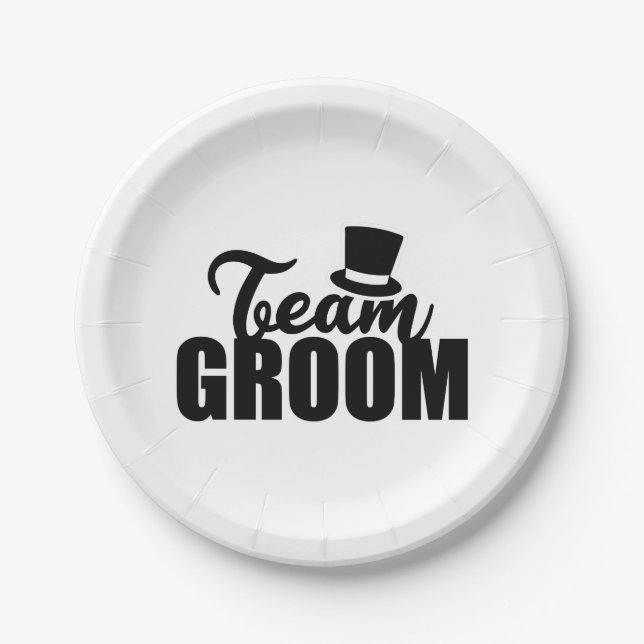 Bachelor Party Team Groom Top Hat - Gift Idea Paper Plates (Front)