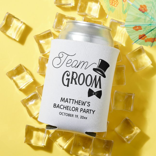 Bachelor Party Team Groom Wedding Favor Can Cooler (In Situ Summer)