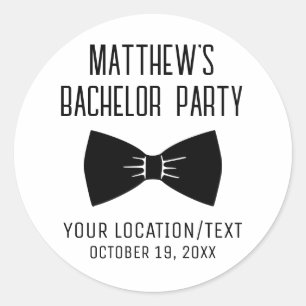 Bachelor Party Tuxedo Bow Tie Modern Wedding Classic Round Sticker