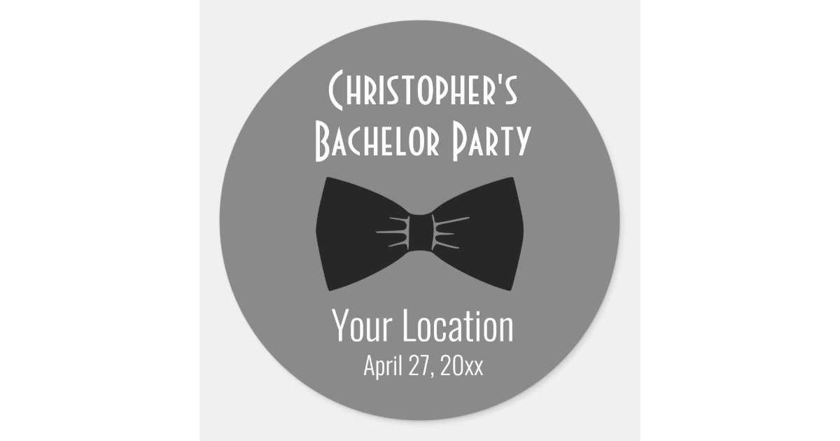 Tuxedo with Bow Tie Monogram Classic Round Sticker