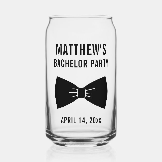 Bachelor Party Tuxedo Bow Tie Wedding Favor Beer Can Glass (Front)