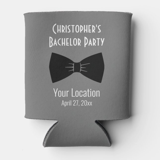 Bachelor Party Tuxedo Bow Tie Wedding Favor Can Cooler (Front)