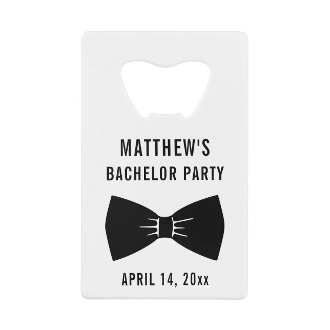 Bachelor Party Tuxedo Bow Tie Wedding Favor Credit Card Bottle Opener (Front)
