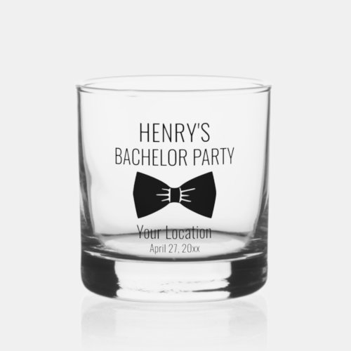 Bachelor Party Tuxedo Bow Tie Wedding Favor Whiskey Glass
