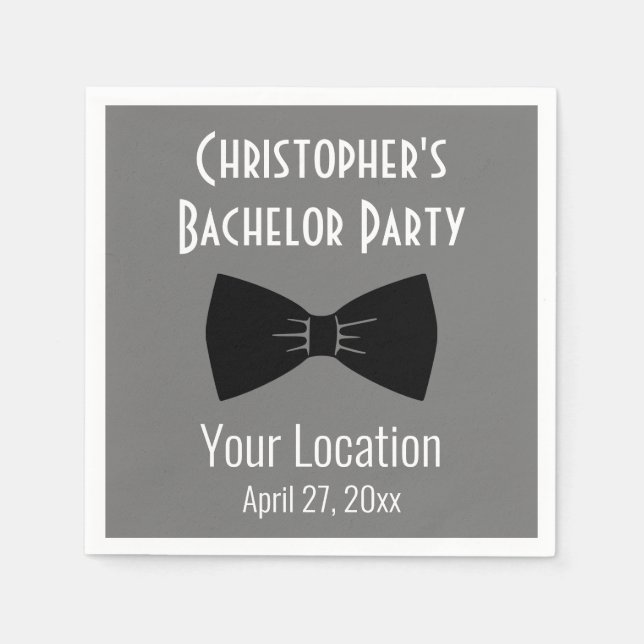 Bachelor Party Tuxedo Bow Tie Wedding Napkins (Front)