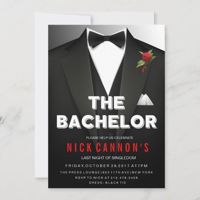 Bachelor Party Tuxedo Invitation (Front)