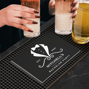Bachelor Party Tuxedo Suit Bowtie Black Wedding Bar Mat