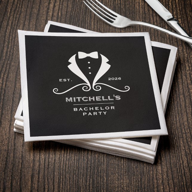 Bachelor Party Tuxedo Suit Bowtie Black Wedding Napkins (Bachelor Party Tuxedo Suit Bowtie Black Wedding Napkins
)