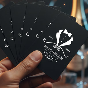 Bachelor Party Tuxedo Suit Bowtie Black Wedding Poker Cards