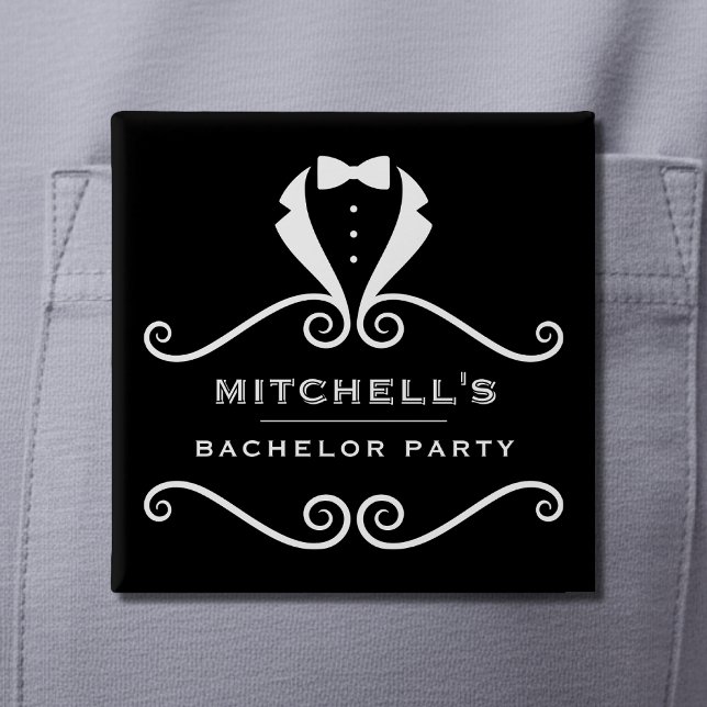 Bachelor Party Tuxedo Suit Bowtie Black & White Button (Bachelor Party Tuxedo Suit Bowtie Black & White Button
)