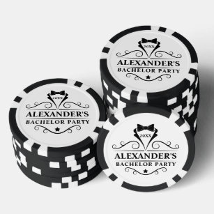 Bachelor Party Tuxedo Tie Black and White Poker Chips
