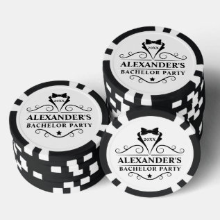 Bachelor Party Tuxedo Tie Black And White Poker Chips at Zazzle