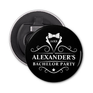 Bachelor Party Tuxedo Tie Black Bottle Opener