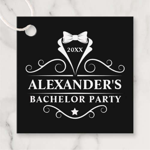 Bachelor Party Tuxedo Tie Black Favor Tags
