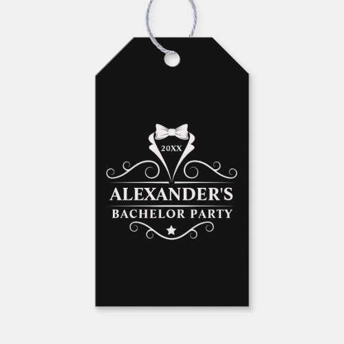 Bachelor Party Tuxedo Tie Black Gift Tags