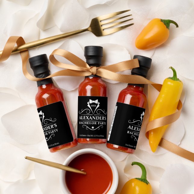 Bachelor Party Tuxedo Tie Black Label Hot Sauces (Wedding)