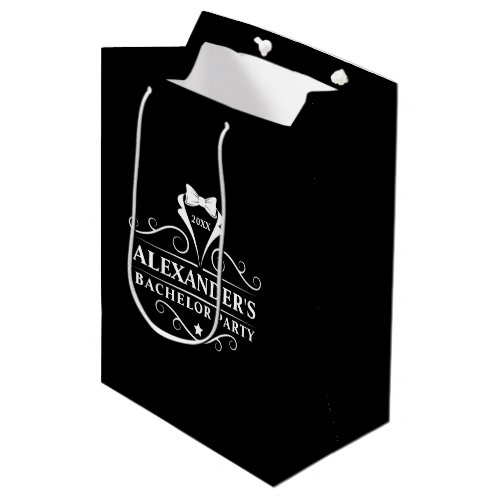 Bachelor Party Tuxedo Tie Black Medium Gift Bag