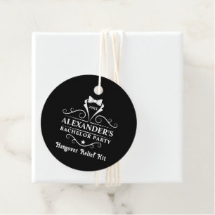 Bachelor Party Tuxedo Tie Hangover Round Favor Tags
