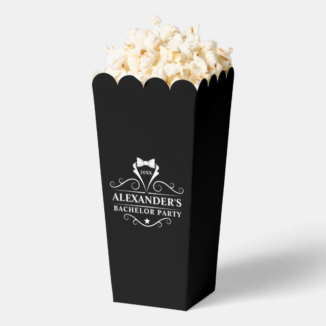 Bachelor Party Tuxedo Tie Snacks and Popcorn Favor Boxes (Popped)