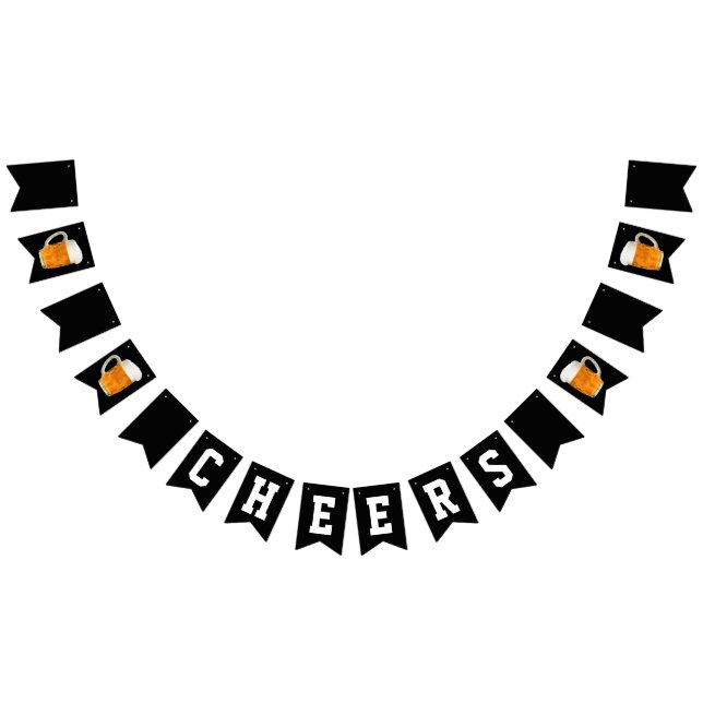 Bachelor Party Wedding Beer Cheers Black Bunting Flags (All)