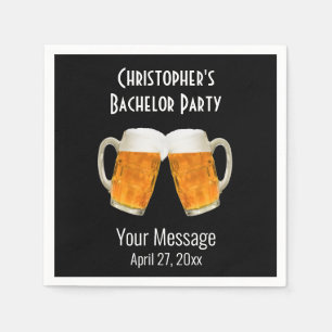 Bachelor Party Wedding Beer Cheers Black Napkins