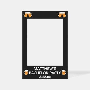 Bachelor Party Wedding Beer Cheers Black Selfie Frame