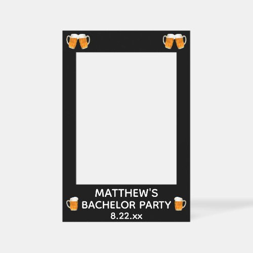 Bachelor Party Wedding Beer Cheers Black Selfie Frame