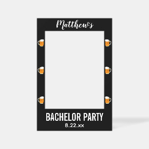 Bachelor Party Wedding Beer Cheers Black Selfie Frame