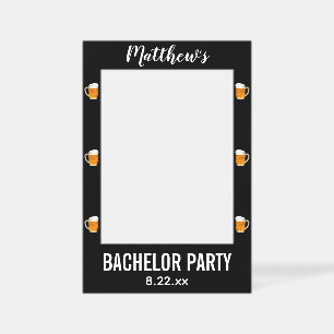 Bachelor Party Wedding Beer Cheers Black Selfie Frame