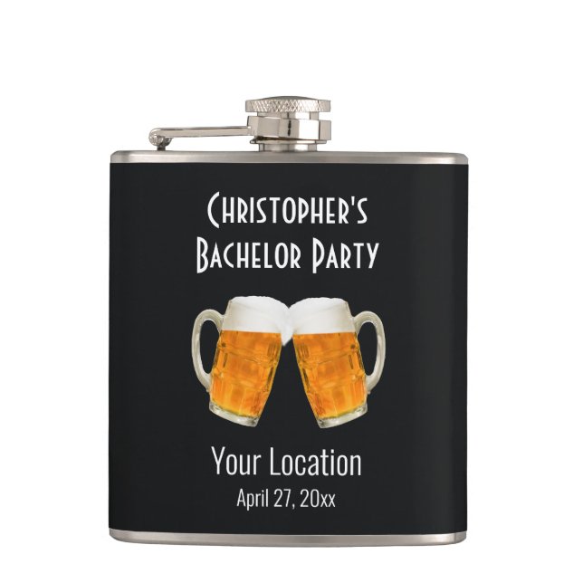 Bachelor Party Wedding Beer Cheers Flask (Front)
