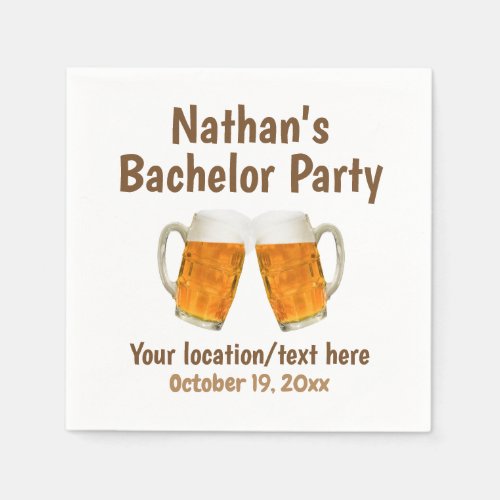 Bachelor Party Wedding Beer Cheers Napkins