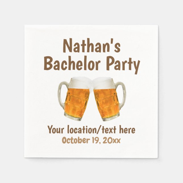 Bachelor Party Wedding Beer Cheers Napkins (Front)