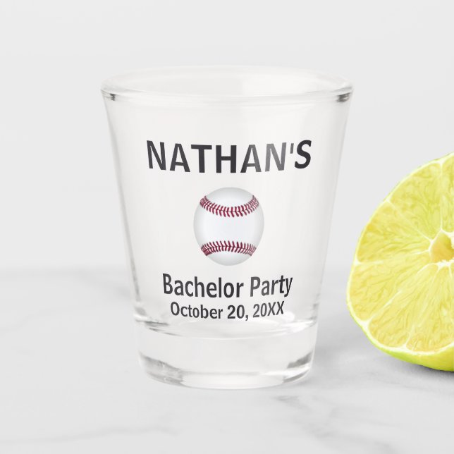 Bachelor Party Wedding Favor Baseball Shot Glass (Front)